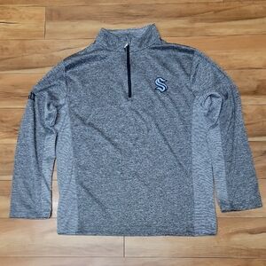 Seattle Kraken Size MEDIUM NHL Mens Gray Quarter-zip Pullover Lightweight Shirt